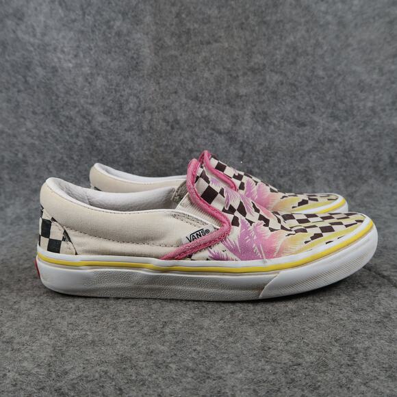 Vans Shoes Womens 5 Sneakers Classic Slip On Skate Checker Palm Tree Canvas Flat - Picture 1 of 12